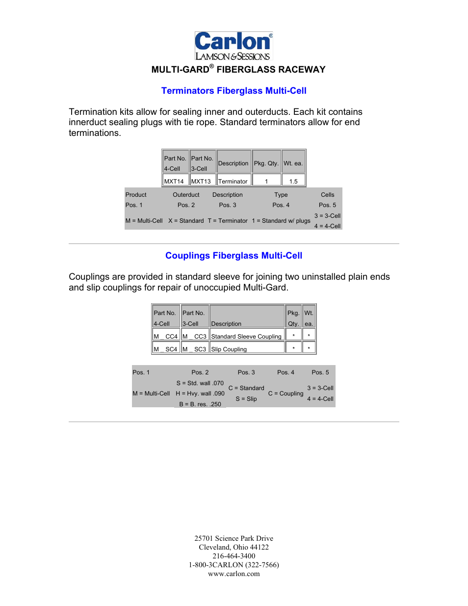 Multi-gard, Fiberglass raceway | Carlon Multi-Gard Fiberglass Product Description User Manual | Page 4 / 6
