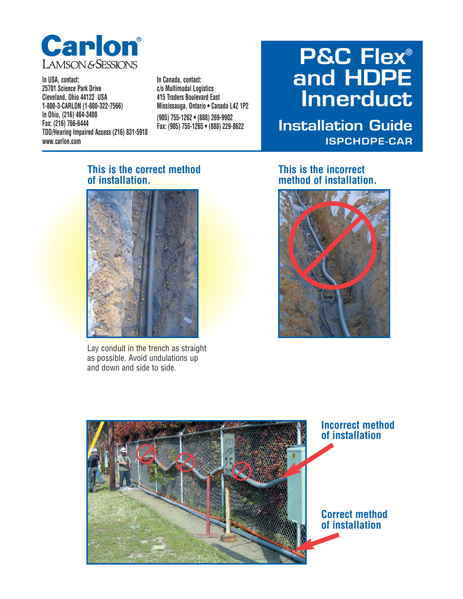 Carlon P&C Flex and HDPE User Manual | 4 pages