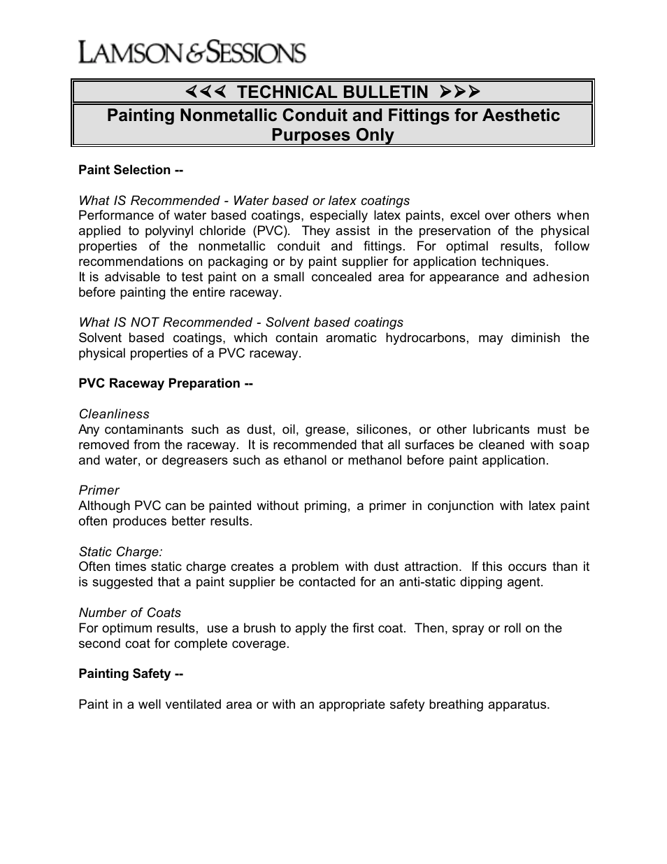 Carlon PVC Conduit Painting User Manual | 1 page