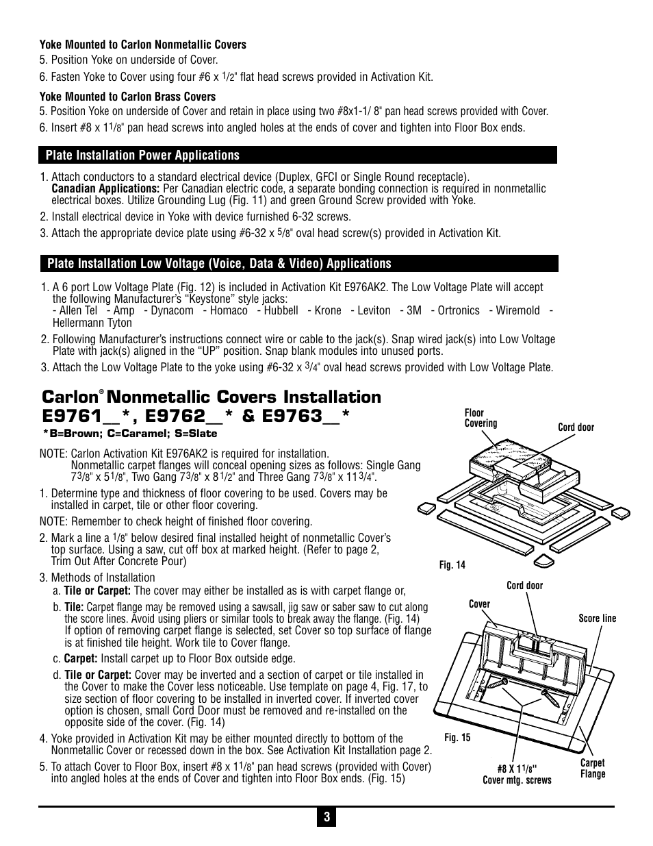 Carlon | Carlon Rectangular Floor Box, Activation Kit, and Covers User Manual | Page 3 / 4