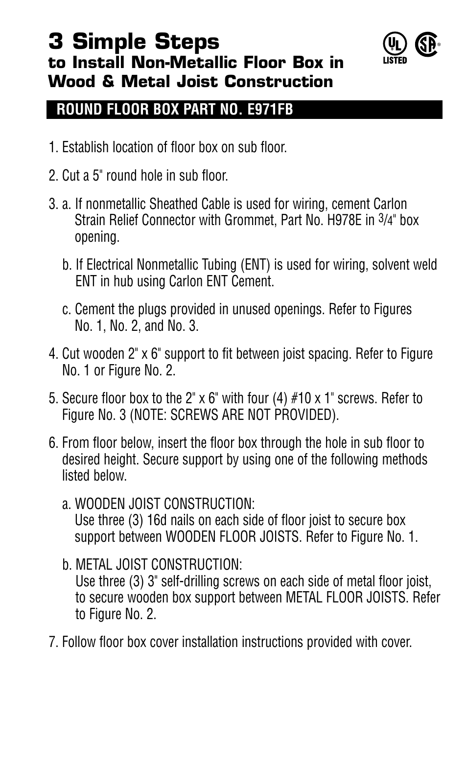 3 simple steps | Carlon Round Nonmetallic Floor Box User Manual | Page 2 / 4