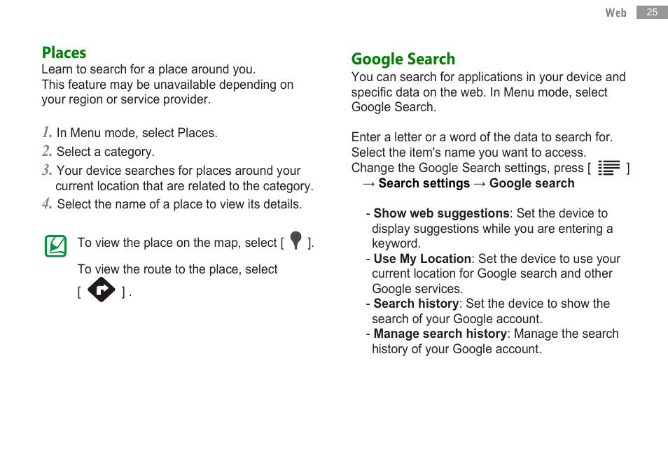 Places, Google search | Double Power Technology MD-702 User Manual | Page 27 / 64