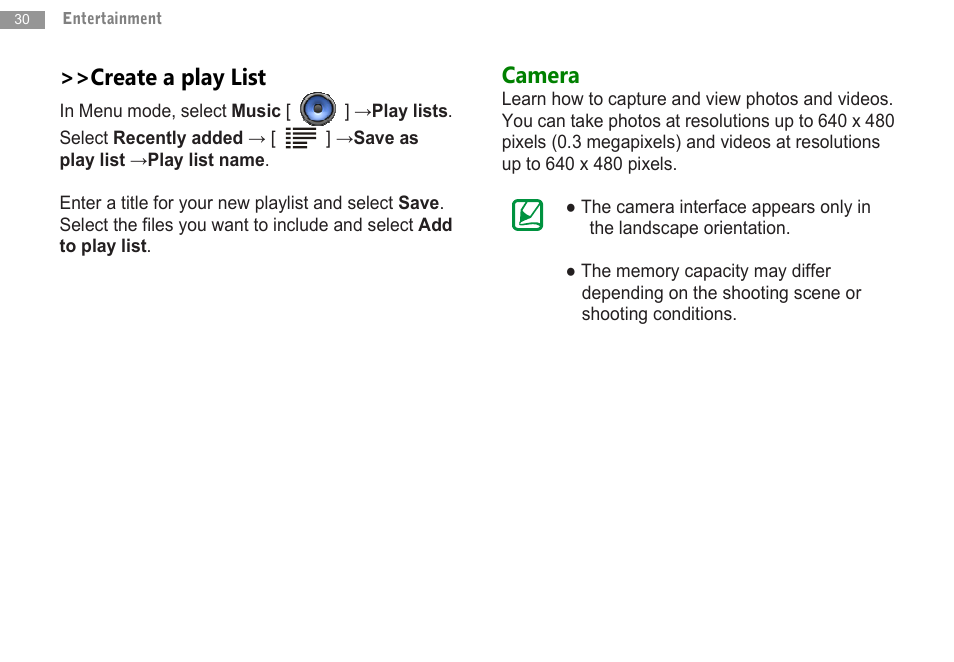 Create a play list, Camera | Double Power Technology MD-702 User Manual | Page 32 / 64
