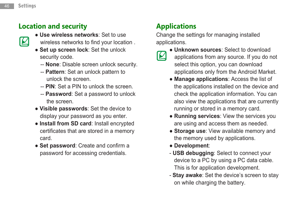 Location and security, Applications | Double Power Technology MD-702 User Manual | Page 48 / 64