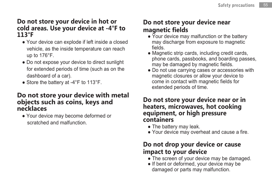 Do not store your device near magnetic fields | Double Power Technology MD-702 User Manual | Page 57 / 64