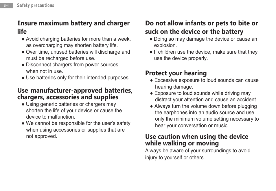 Ensure maximum battery and charger life, Protect your hearing | Double Power Technology MD-702 User Manual | Page 58 / 64