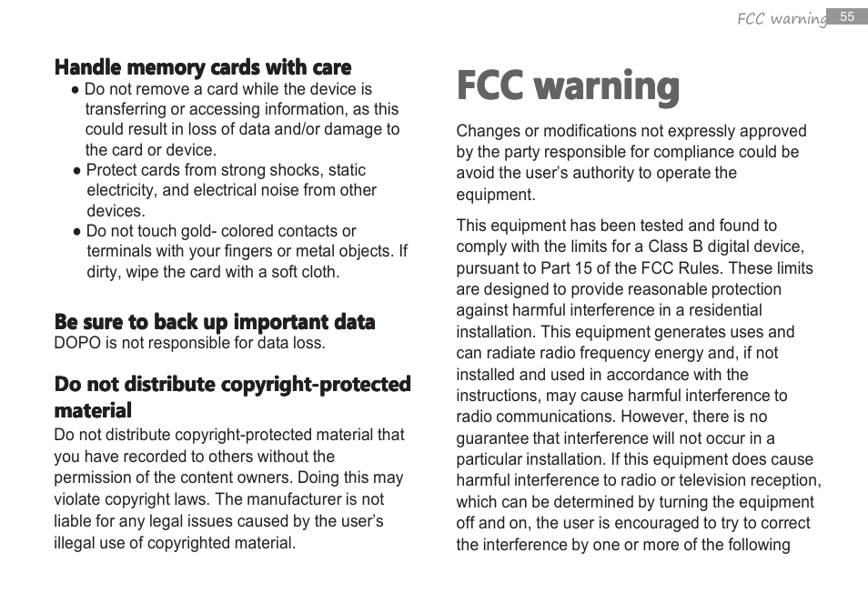 Fcc fcc warning warning warning warning | Double Power Technology MD-740 User Manual | Page 57 / 62