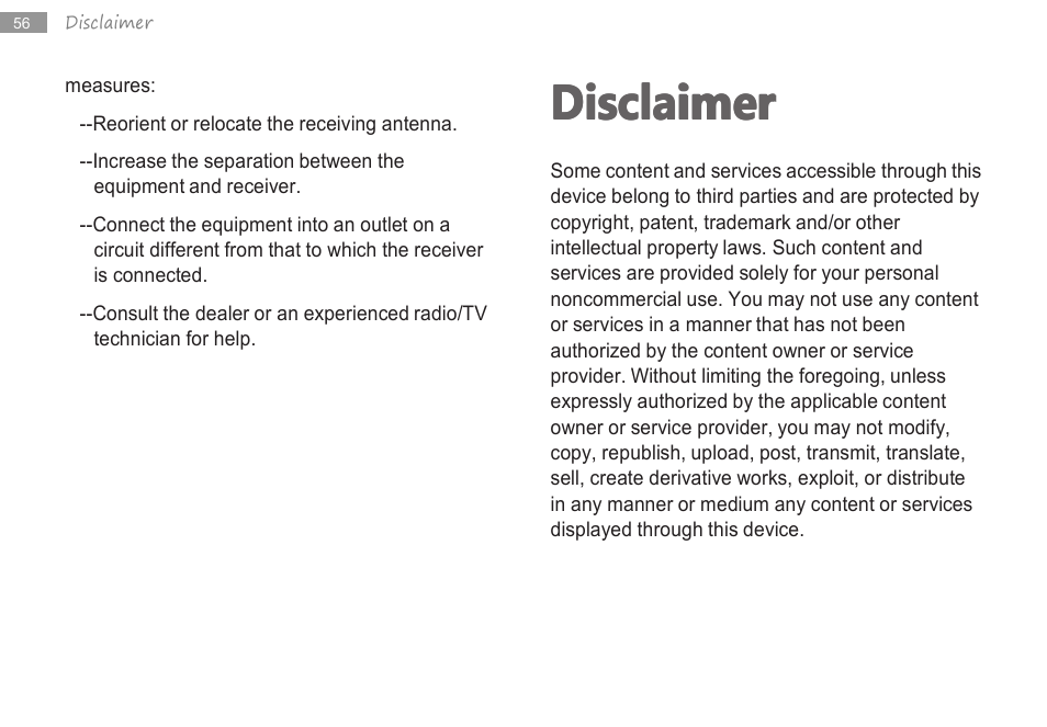 Disclaimer | Double Power Technology MD-740 User Manual | Page 58 / 62