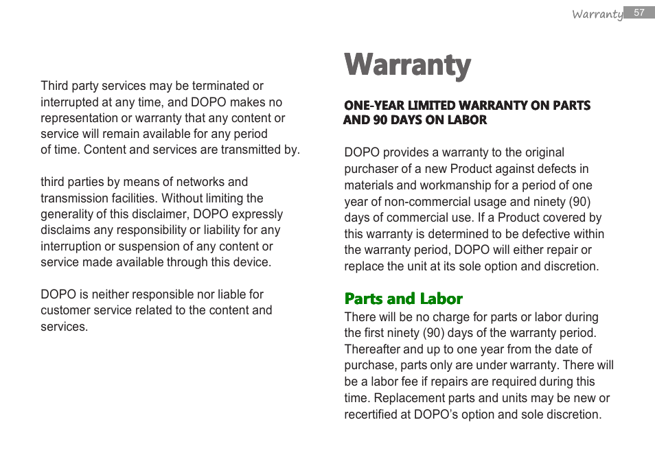 Warranty | Double Power Technology MD-740 User Manual | Page 59 / 62