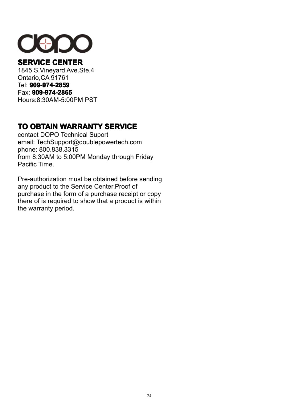 Double Power Technology T708 User Manual | Page 24 / 24