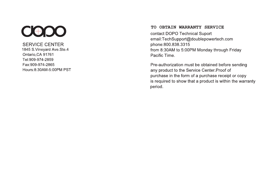 页 24 | Double Power Technology D-7015 User Manual | Page 24 / 24