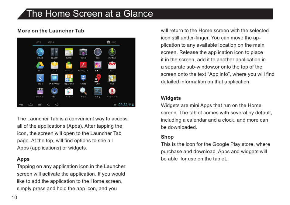 页 10, The home screen at a glance | Double Power Technology EM63 User Manual | Page 10 / 26