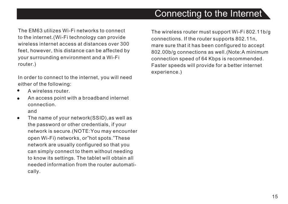 页 15, Connecting to the internet | Double Power Technology EM63 User Manual | Page 15 / 26