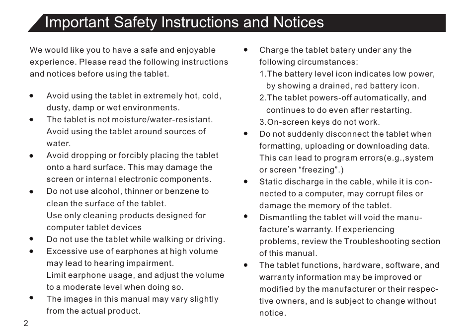 Important safety lnstructions and notices | Double Power Technology EM63 User Manual | Page 2 / 26