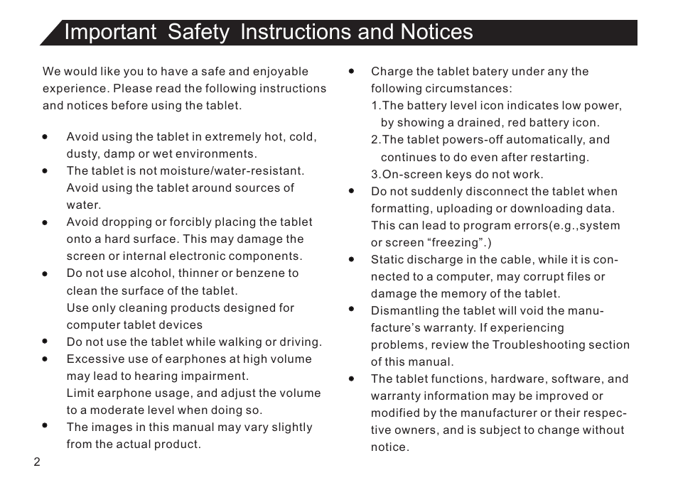Important safety lnstructions and notices | Double Power Technology GS918 User Manual | Page 2 / 26