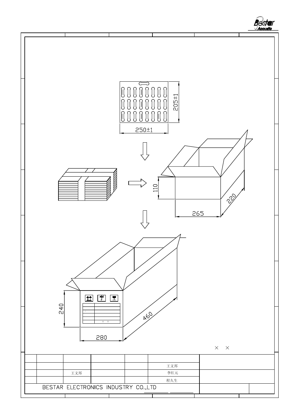 Packing, Remark, 50 pcs per tray | Speaker | BeStar BMS17-11C-08H3.6RW037 LF User Manual | Page 5 / 6