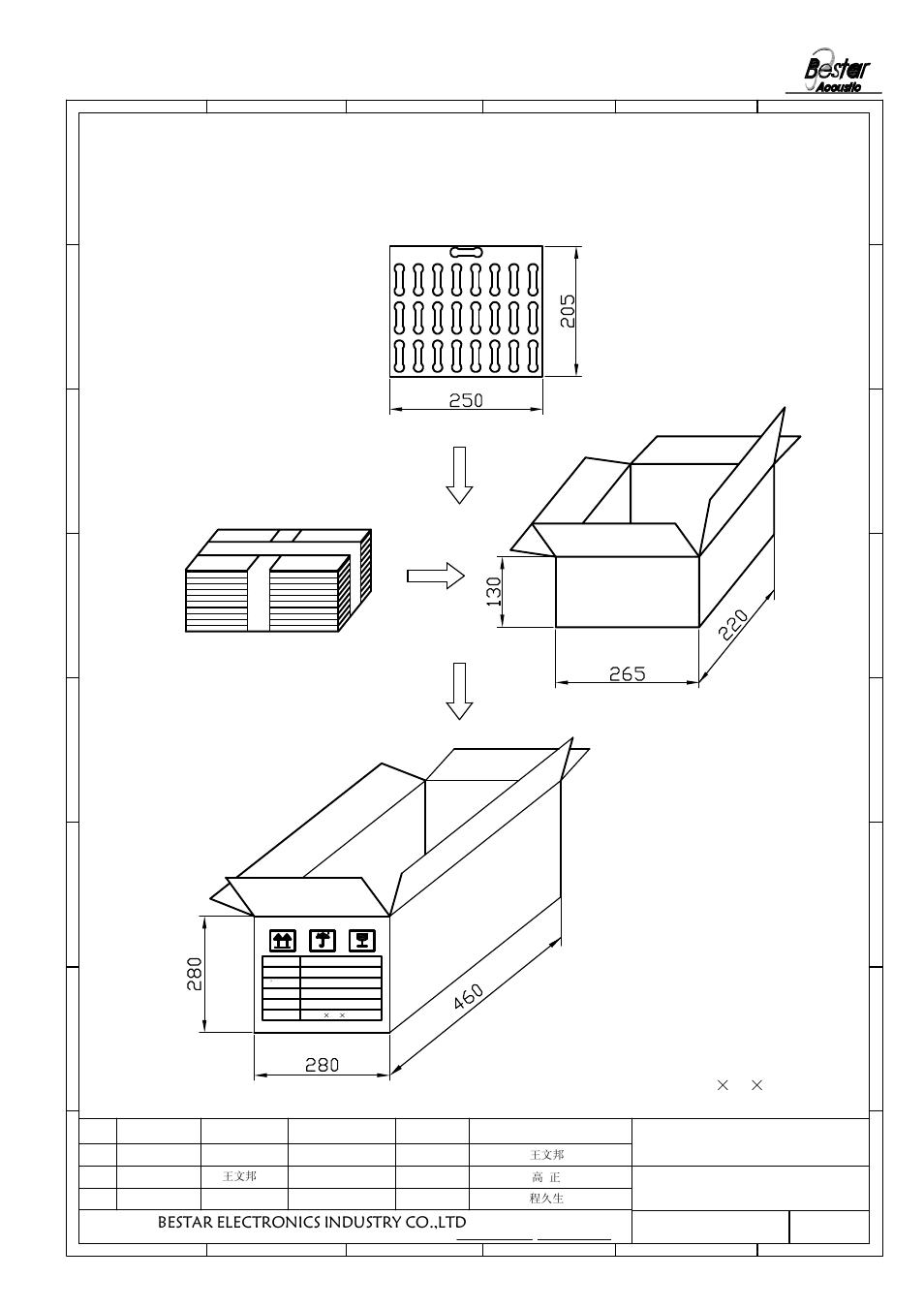 Packing, Remark, Bestar electronics industry co.,ltd | 50 pcs per tray, Speaker | BeStar BMS15-11C-08H05RP LF User Manual | Page 5 / 6