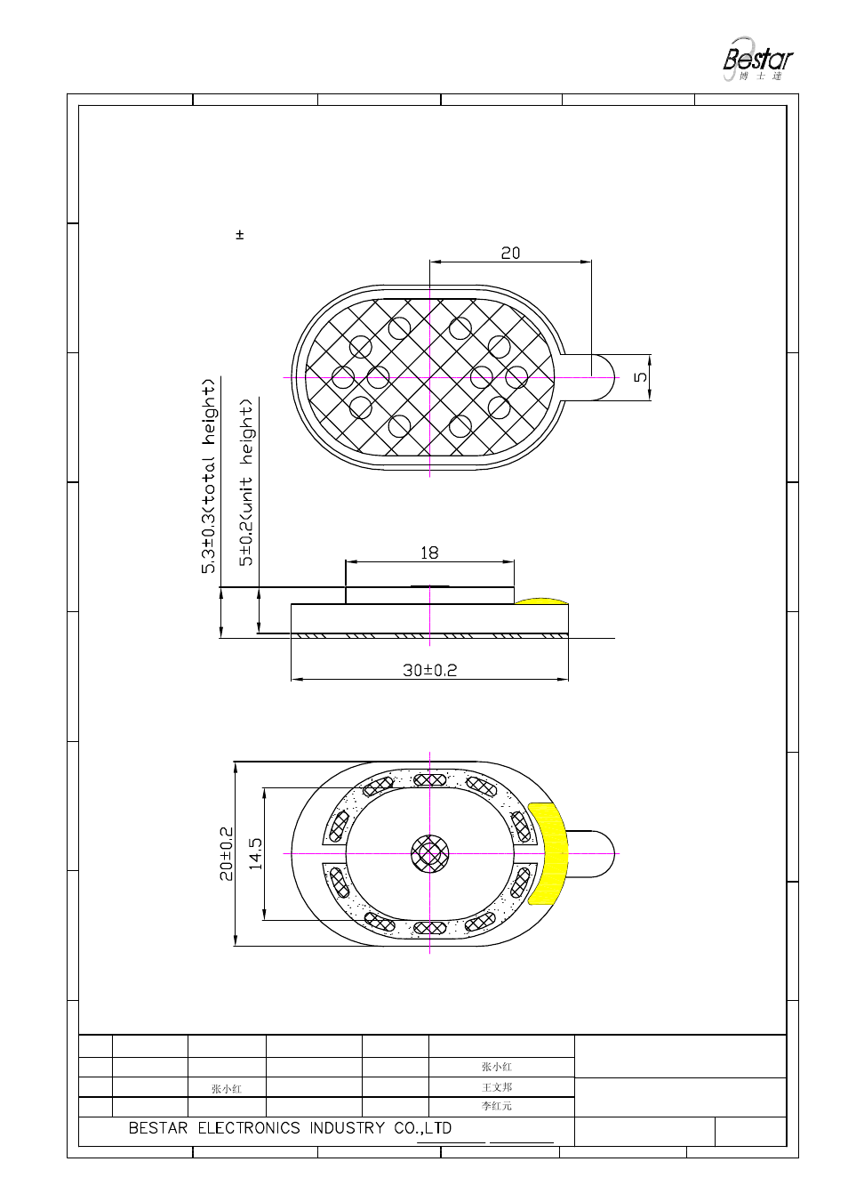 Drawing, Unit:mm tolerance: ± 0.2, Speaker | BeStar BMS2030P-11C-08H05R LF User Manual | Page 4 / 7