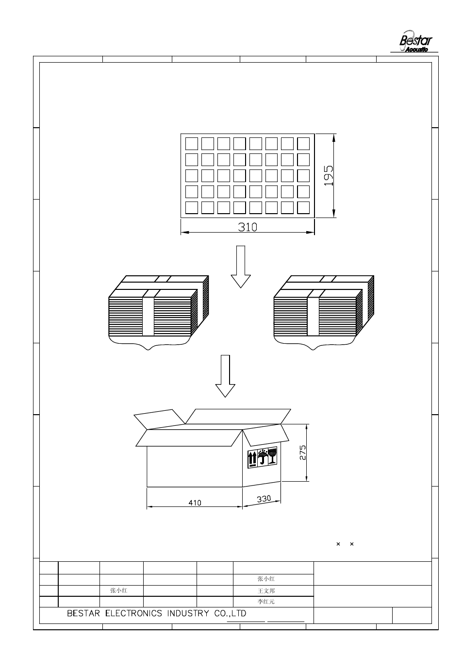 Packing, 600pcs, Remark | Speaker | BeStar BLS2828-12-04H11 LF User Manual | Page 5 / 6