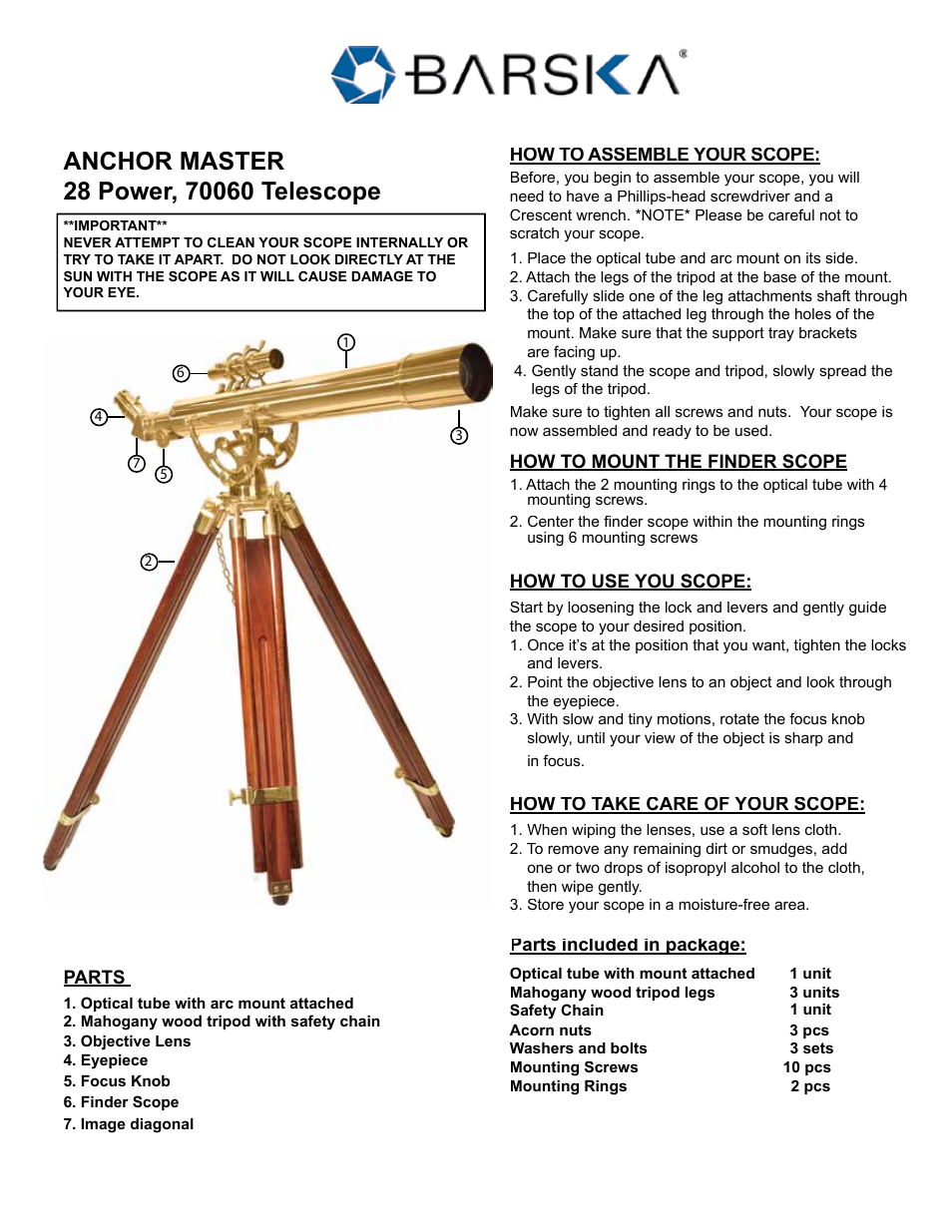 BARSKA AA11128 20-60x60 Scope User Manual | 1 page