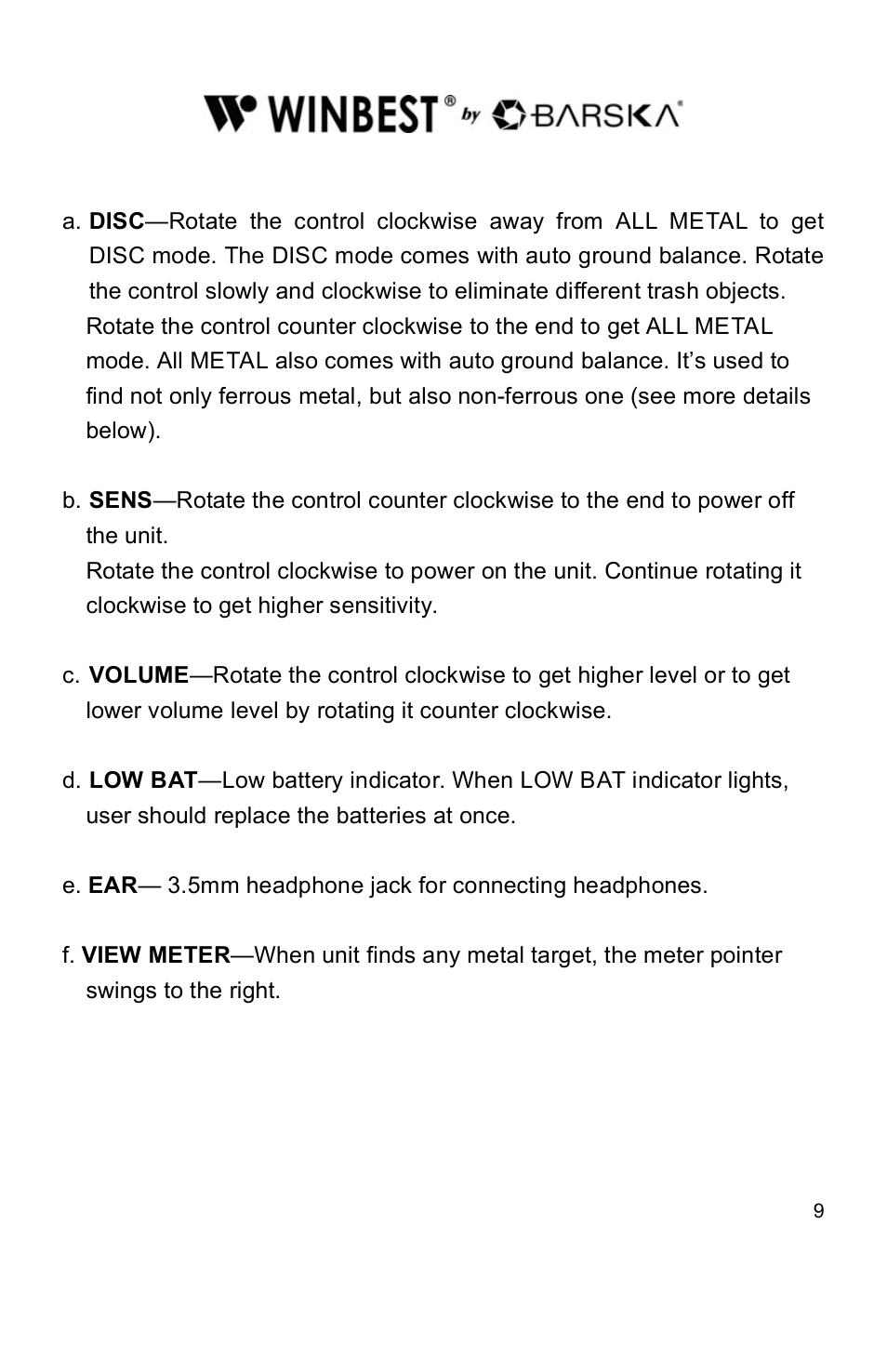 BARSKA BE11638 Pro Edition Metal Detector User Manual | Page 9 / 14