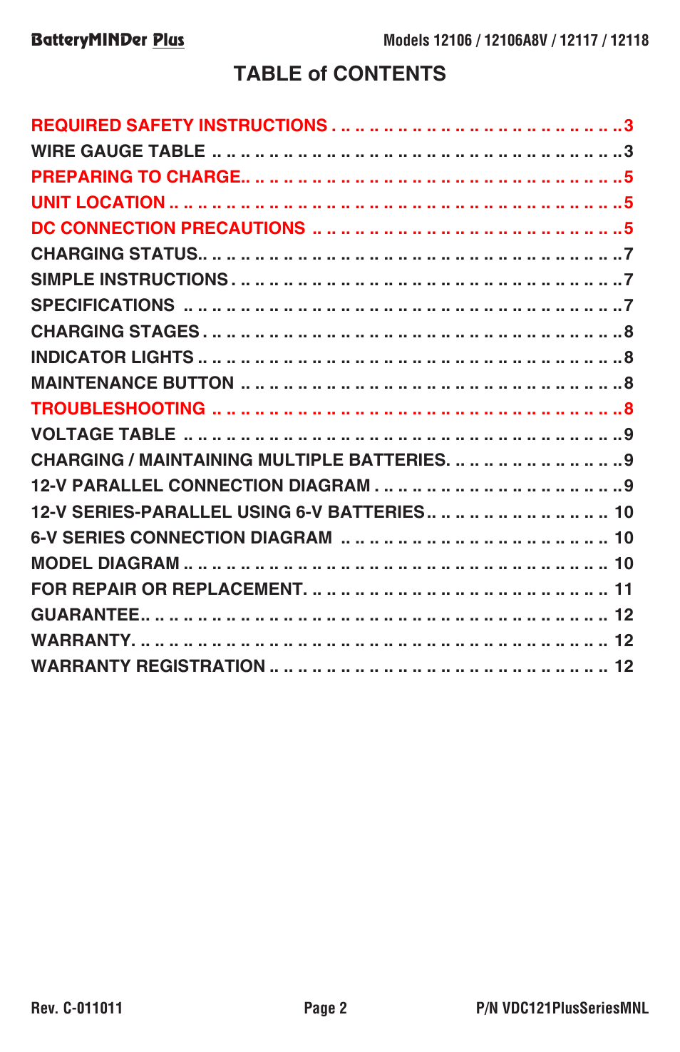 BatteryMINDer 12118 User Manual | Page 2 / 12