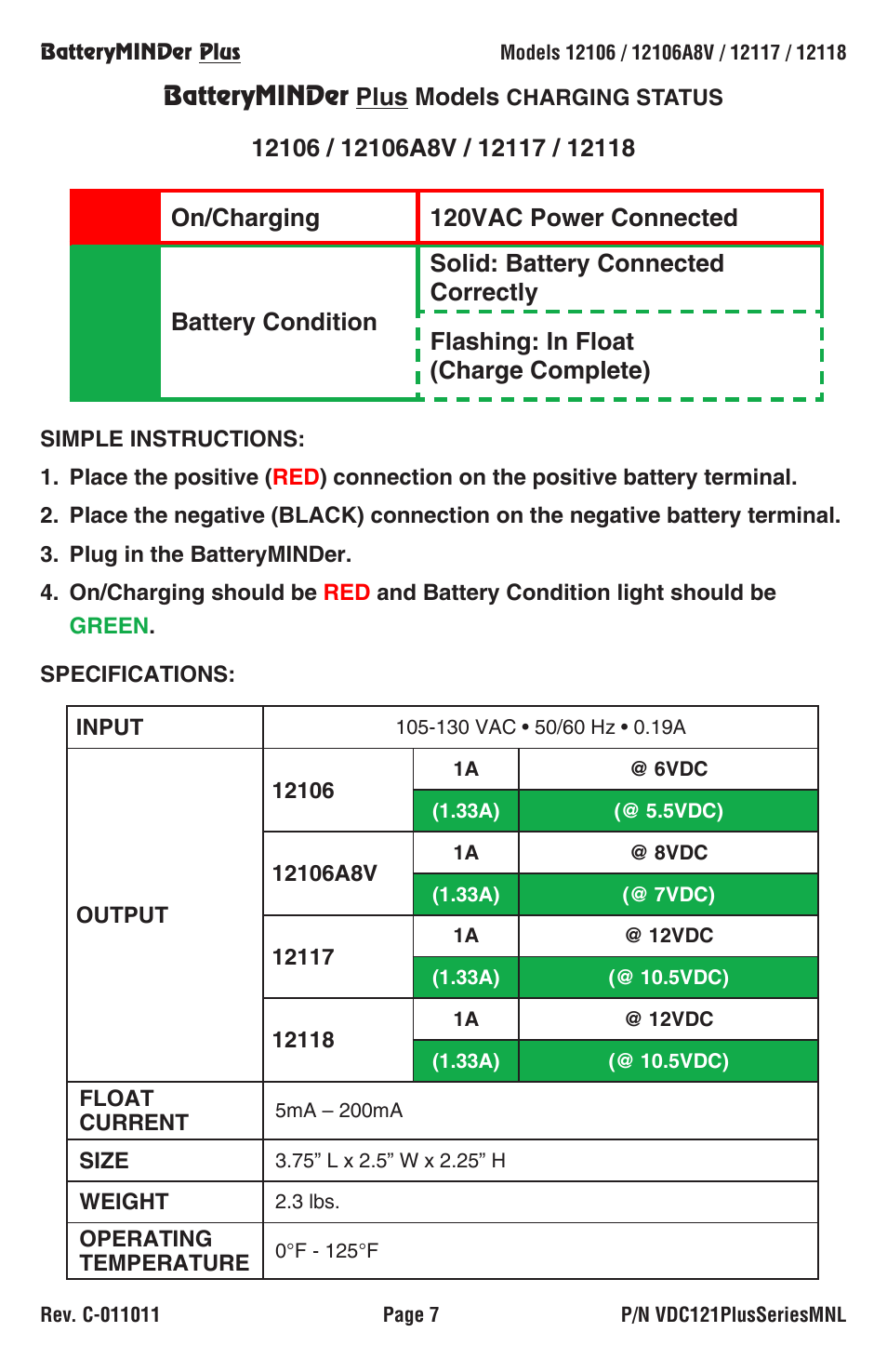 BatteryMINDer 12118 User Manual | Page 7 / 12