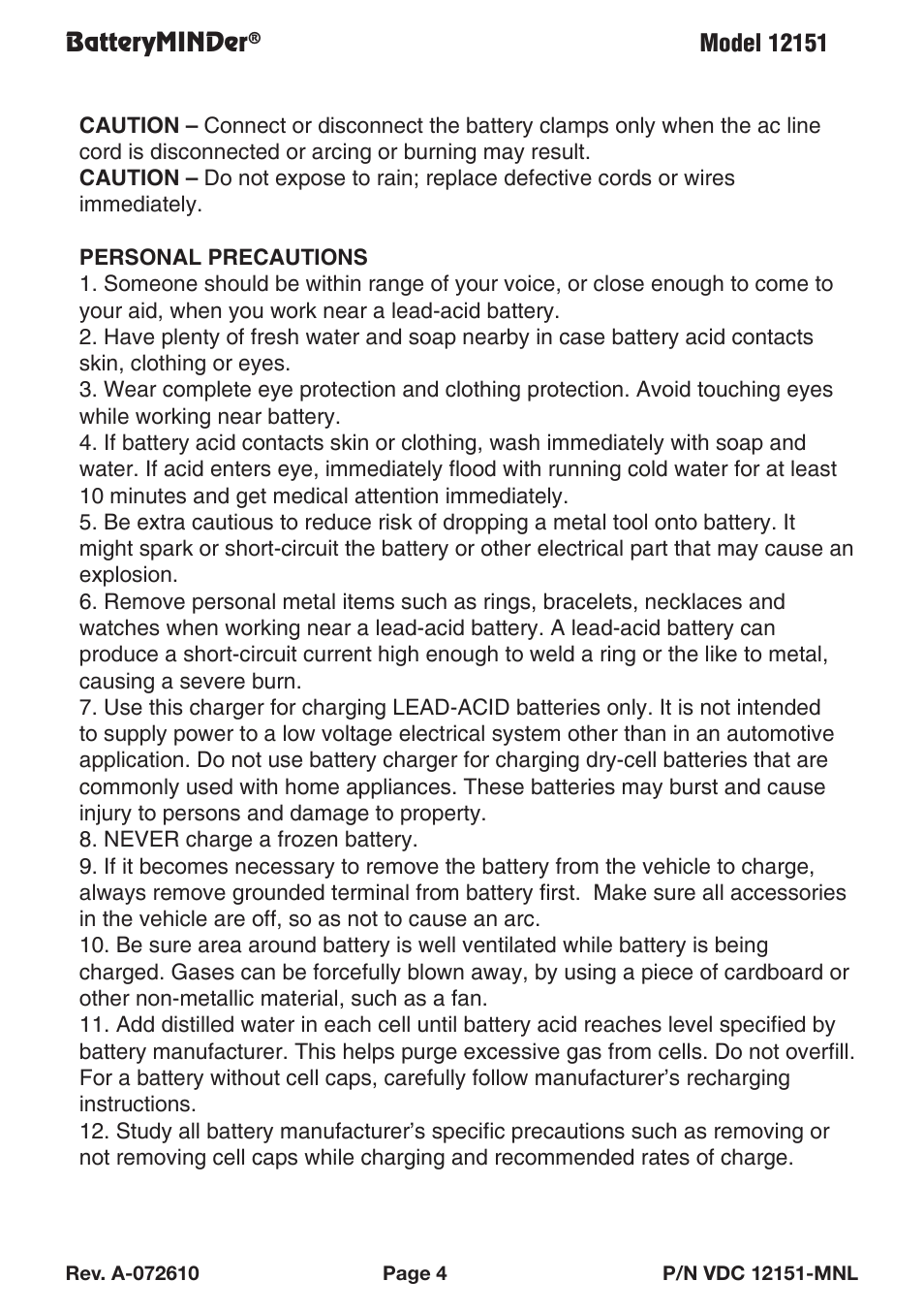 BatteryMINDer 12151 User Manual | Page 4 / 8