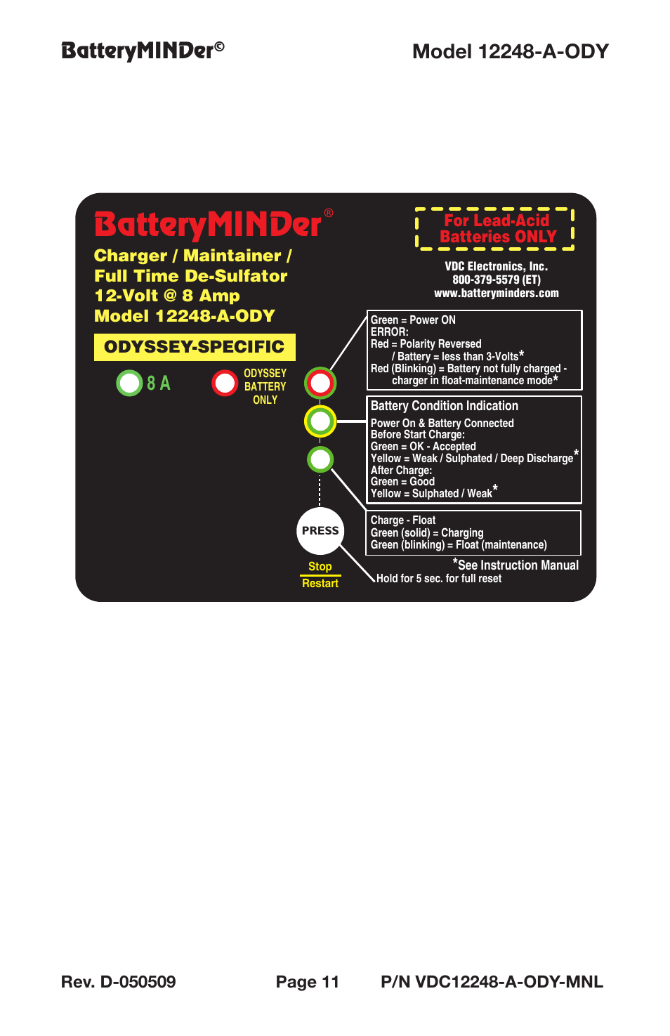 9ll=jq'#(=j, Batteryminder | BatteryMINDer 12248-A-ODY User Manual | Page 11 / 32