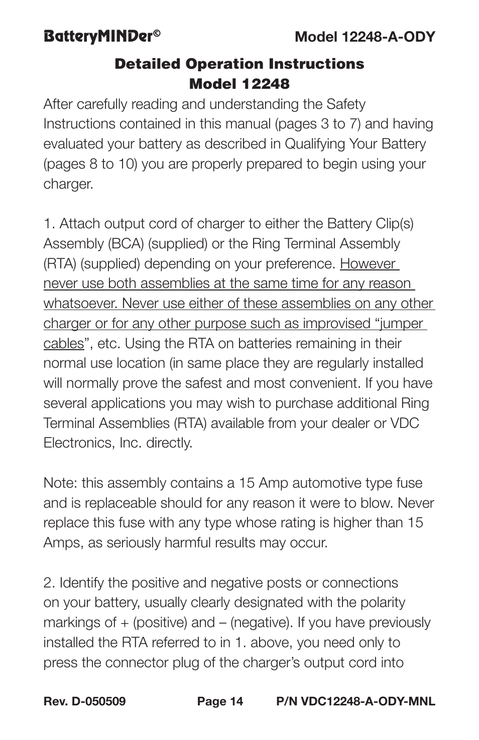 BatteryMINDer 12248-A-ODY User Manual | Page 14 / 32