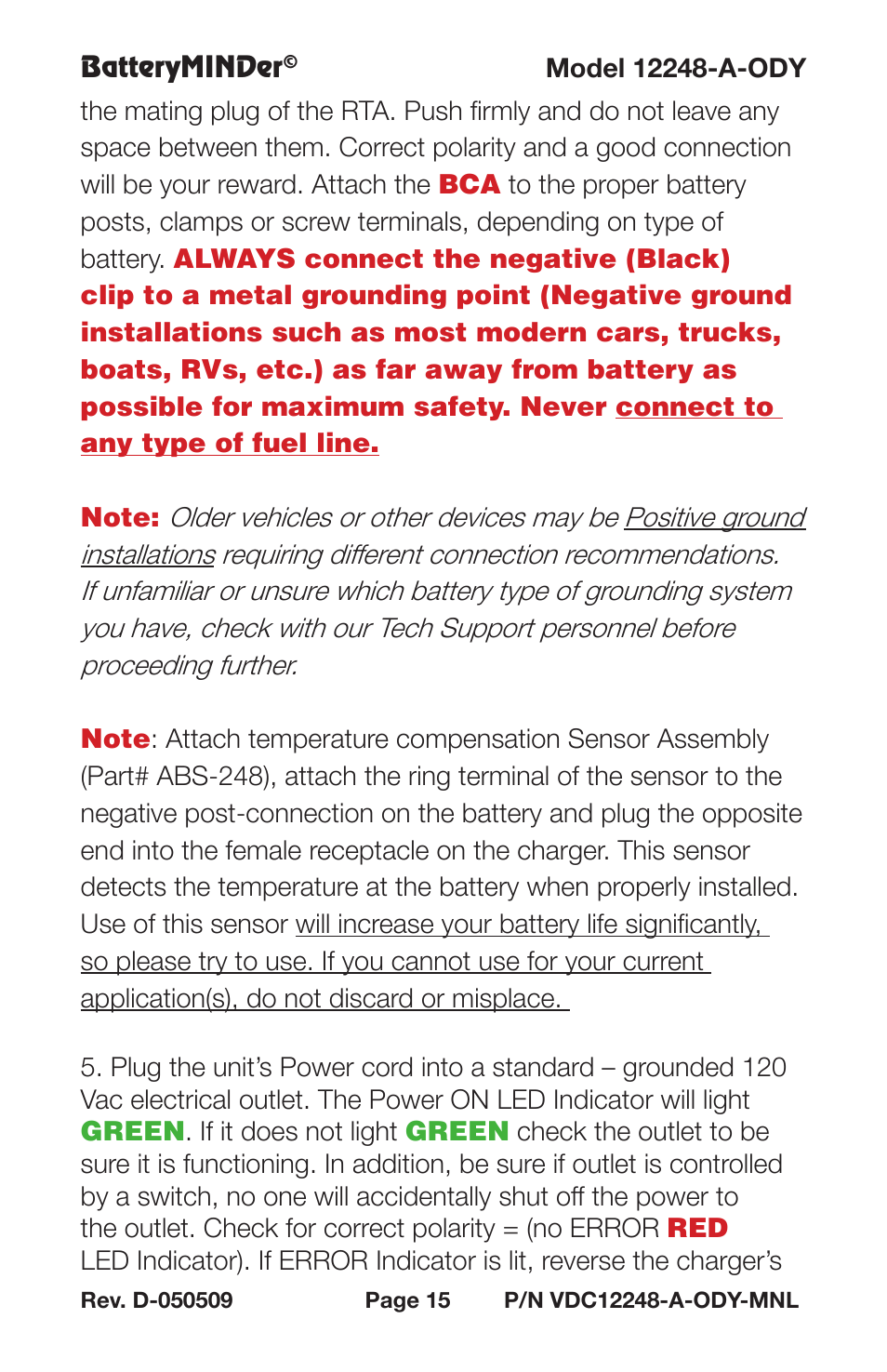 BatteryMINDer 12248-A-ODY User Manual | Page 15 / 32