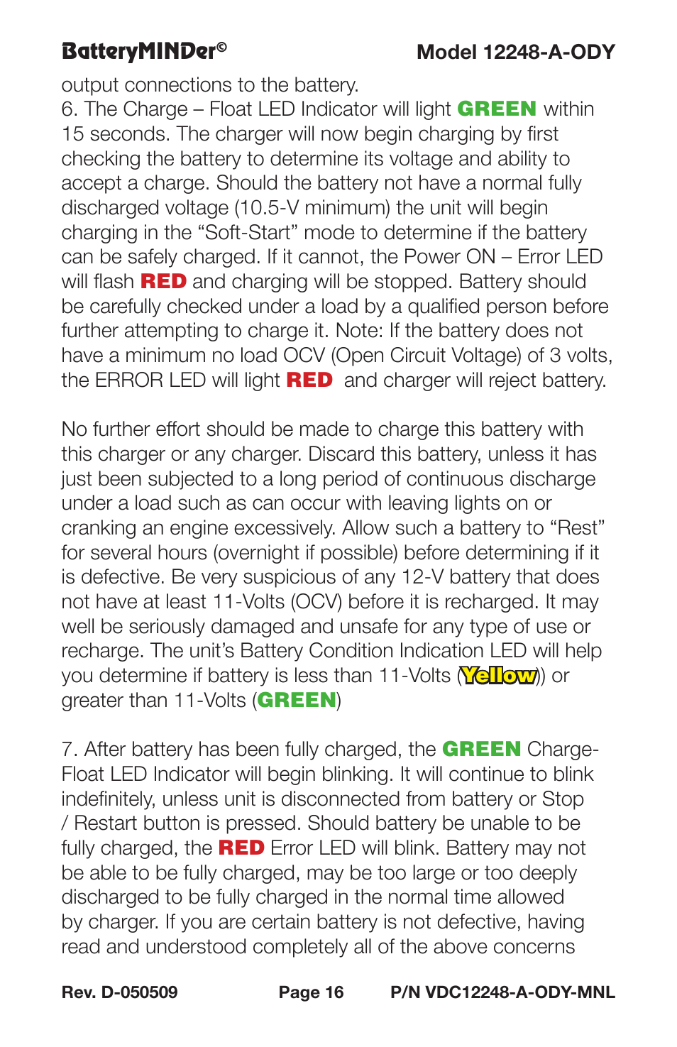 BatteryMINDer 12248-A-ODY User Manual | Page 16 / 32