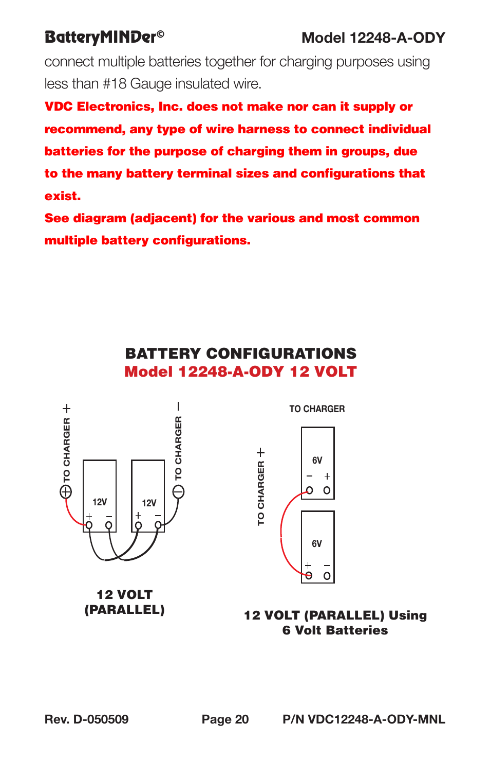 Batteryminder | BatteryMINDer 12248-A-ODY User Manual | Page 20 / 32