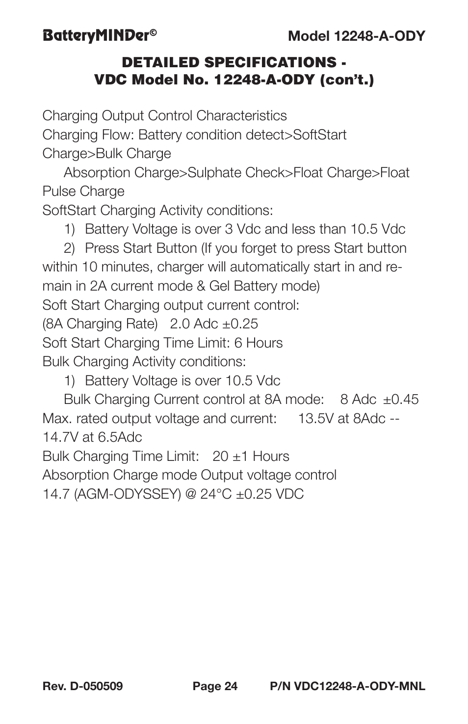BatteryMINDer 12248-A-ODY User Manual | Page 24 / 32