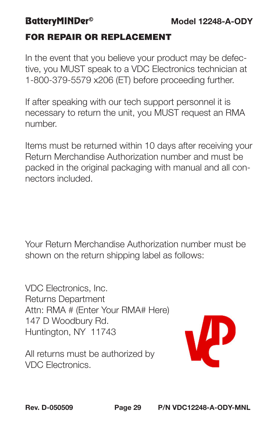 BatteryMINDer 12248-A-ODY User Manual | Page 29 / 32