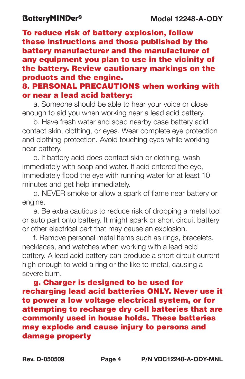 BatteryMINDer 12248-A-ODY User Manual | Page 4 / 32