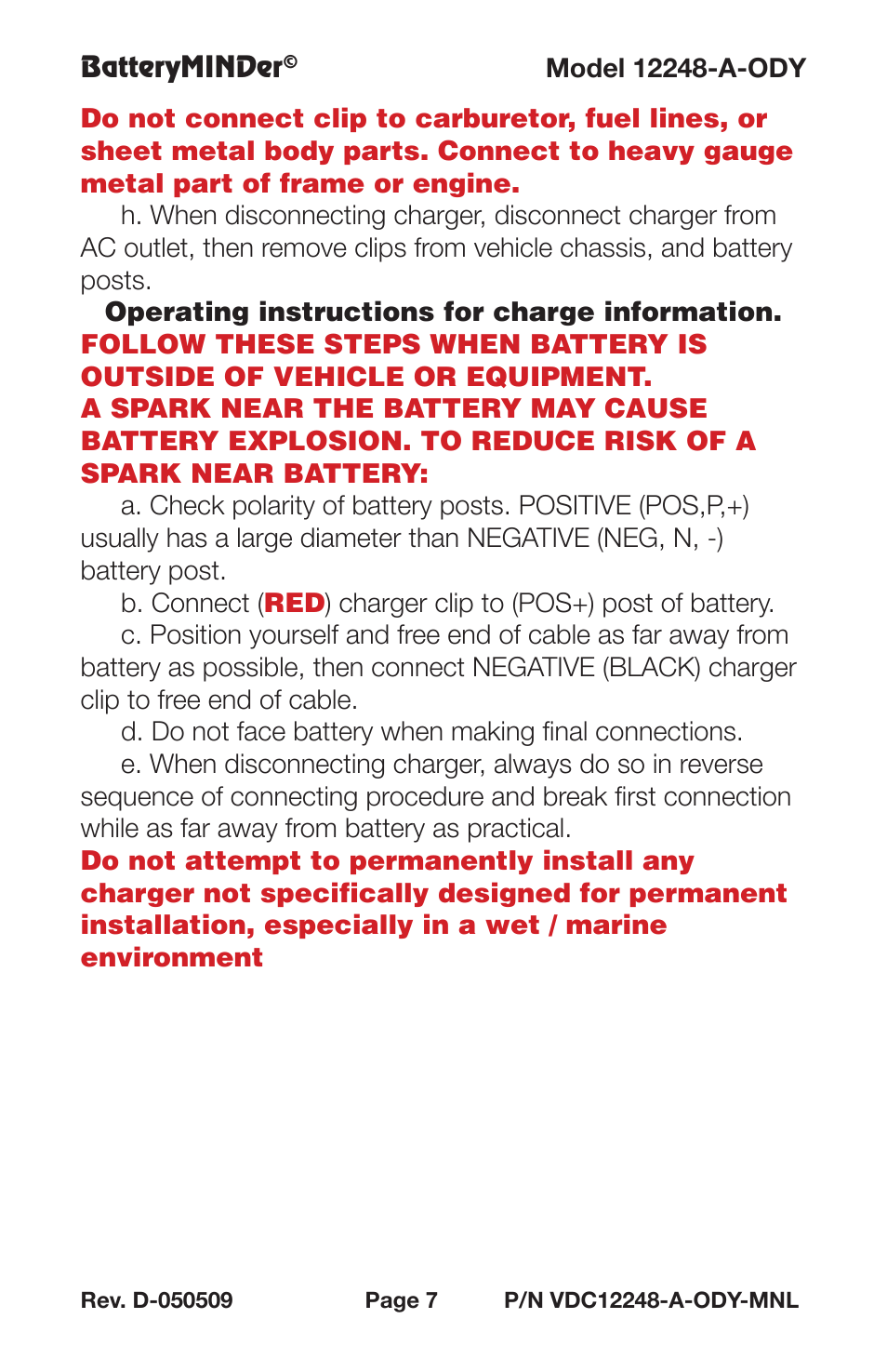 BatteryMINDer 12248-A-ODY User Manual | Page 7 / 32