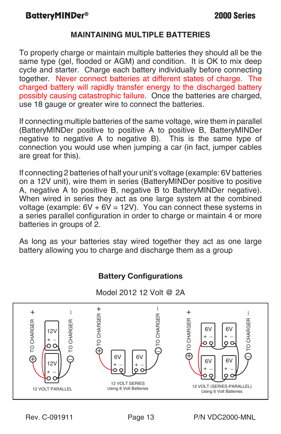 2000 series, Batteryminder | BatteryMINDer 2000 Series User Manual | Page 13 / 16