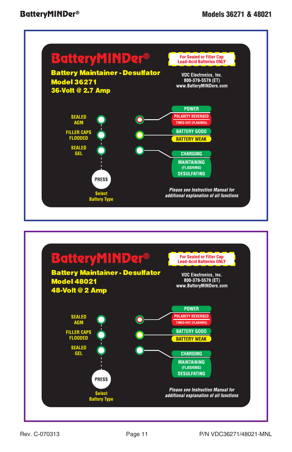 Batteryminder | BatteryMINDer 48021 User Manual | Page 11 / 24