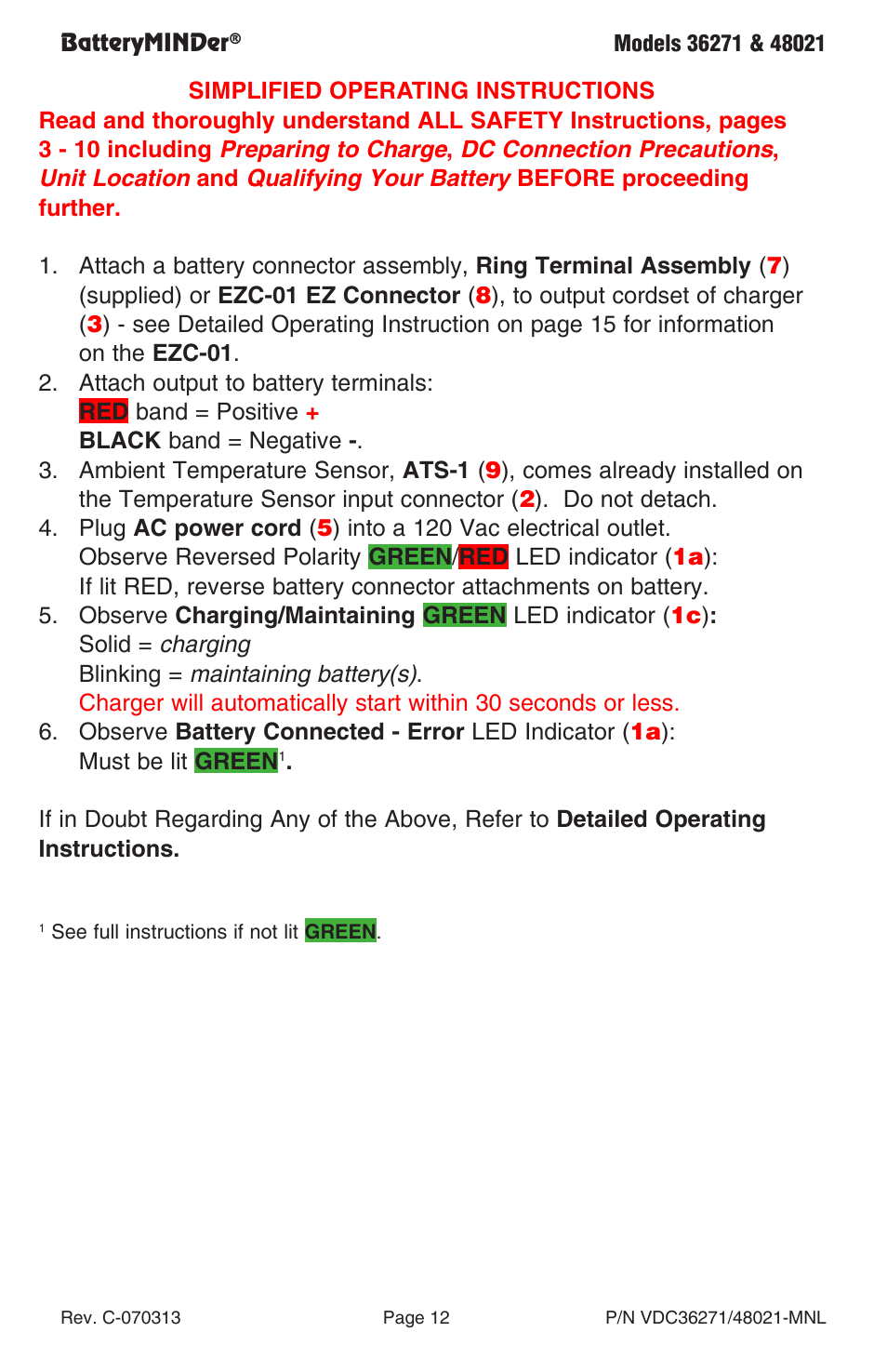 BatteryMINDer 48021 User Manual | Page 12 / 24