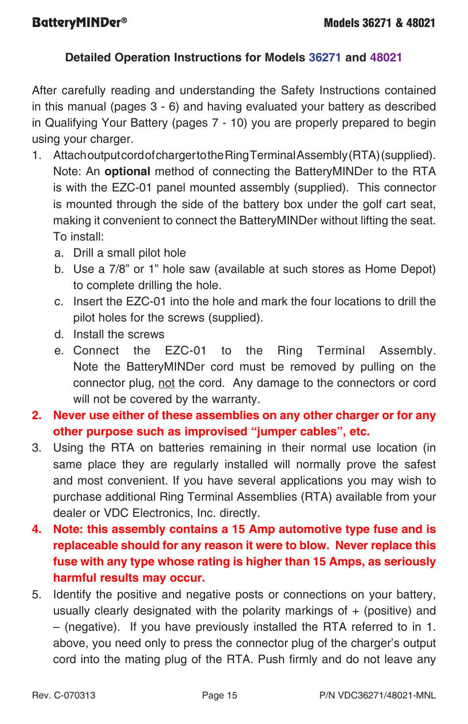 BatteryMINDer 48021 User Manual | Page 15 / 24