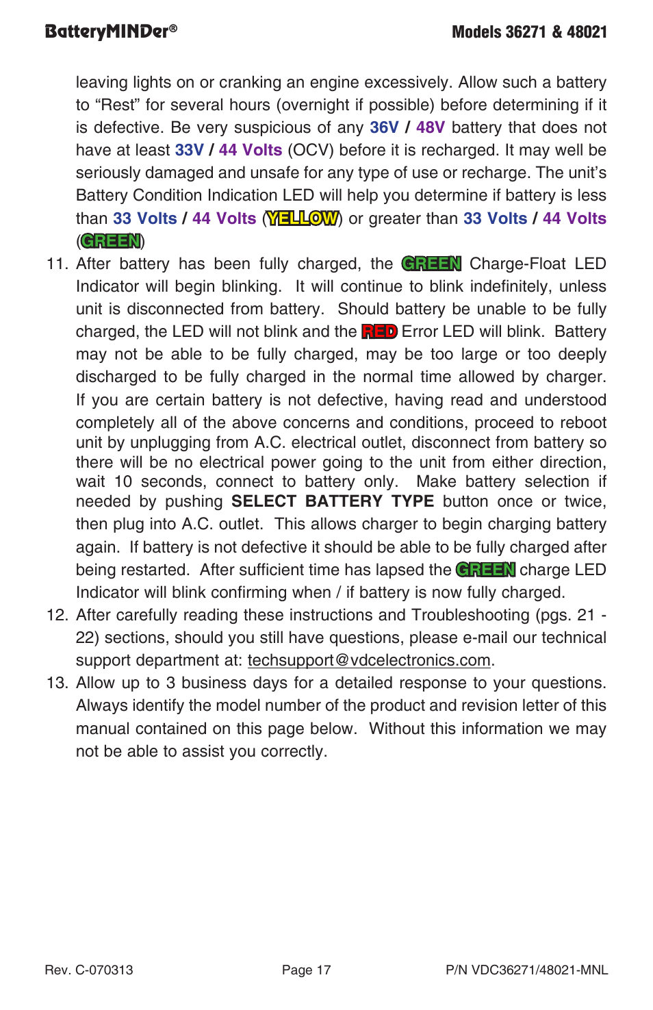 BatteryMINDer 48021 User Manual | Page 17 / 24