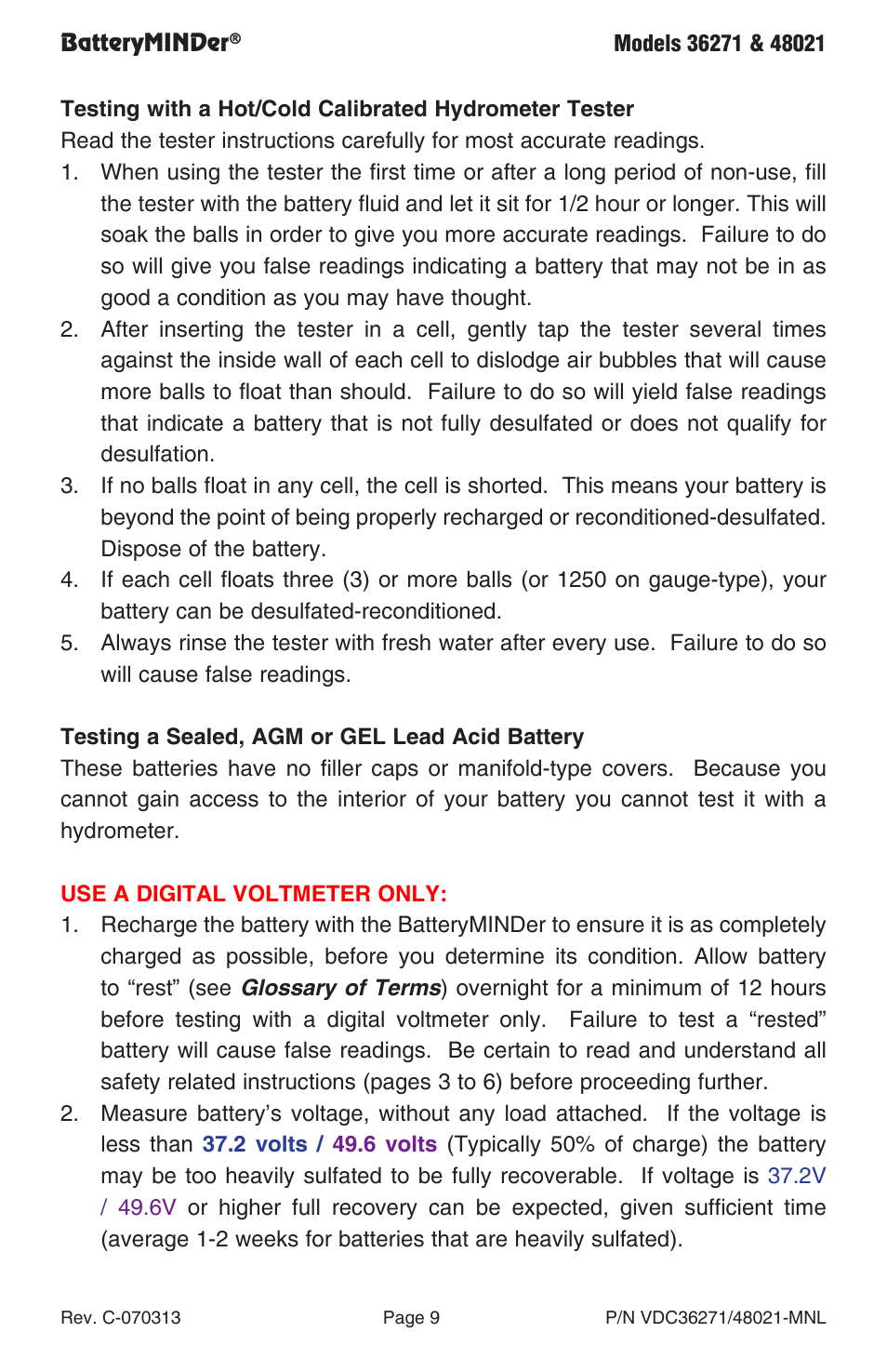 BatteryMINDer 48021 User Manual | Page 9 / 24