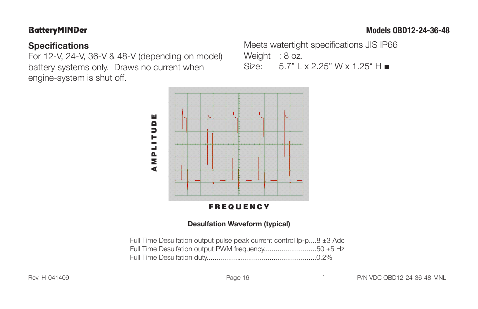 BatteryMINDer OBD-12, -24, -36 & -48 User Manual | Page 16 / 20