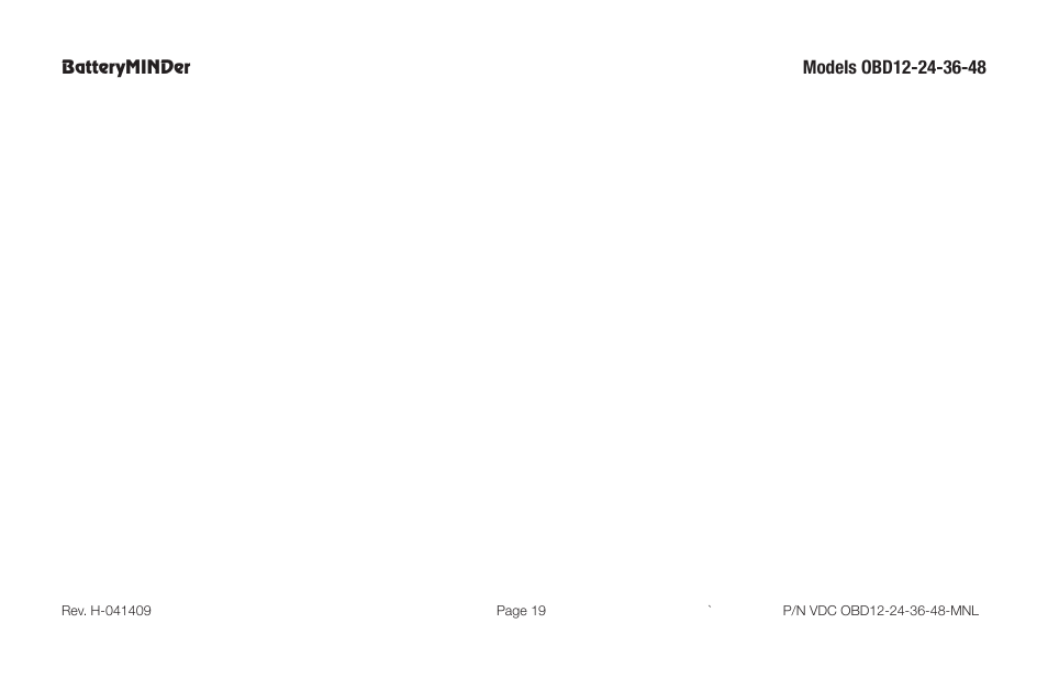 BatteryMINDer OBD-12, -24, -36 & -48 User Manual | Page 19 / 20