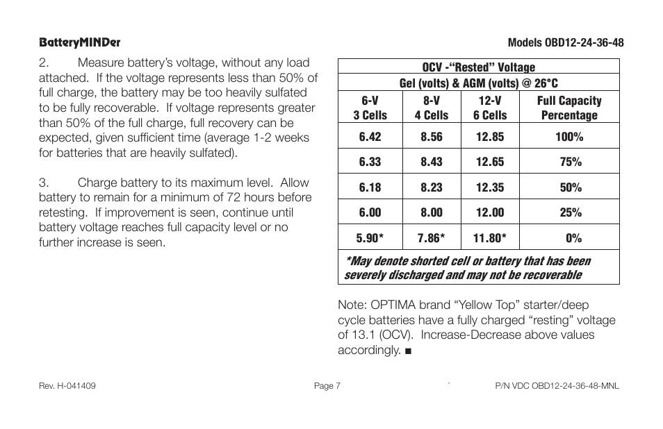 BatteryMINDer OBD-12, -24, -36 & -48 User Manual | Page 7 / 20