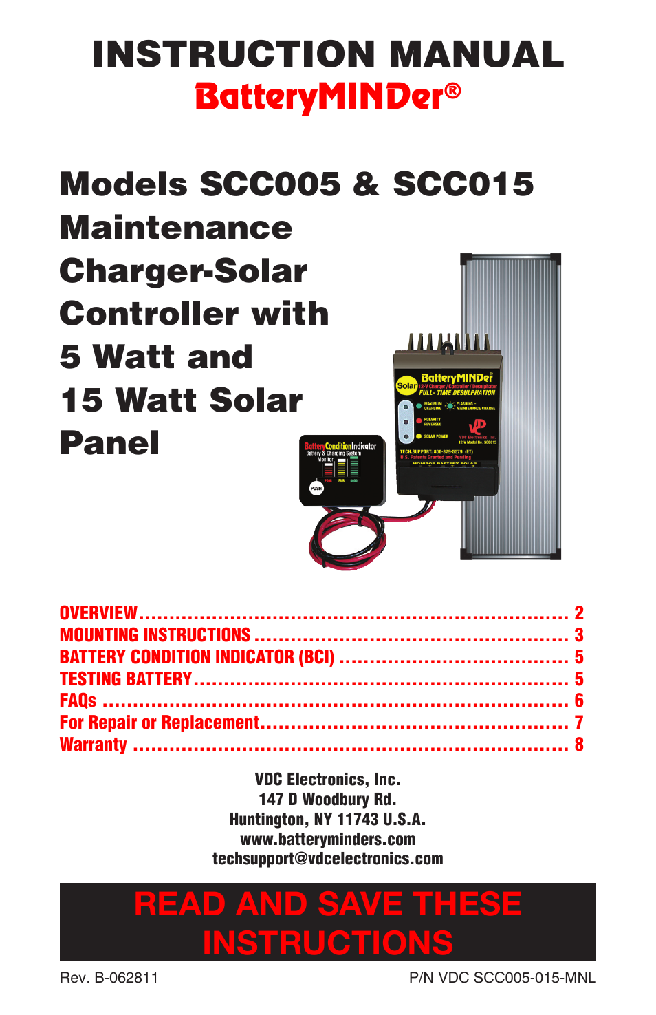 BatteryMINDer SCC015 User Manual | 8 pages