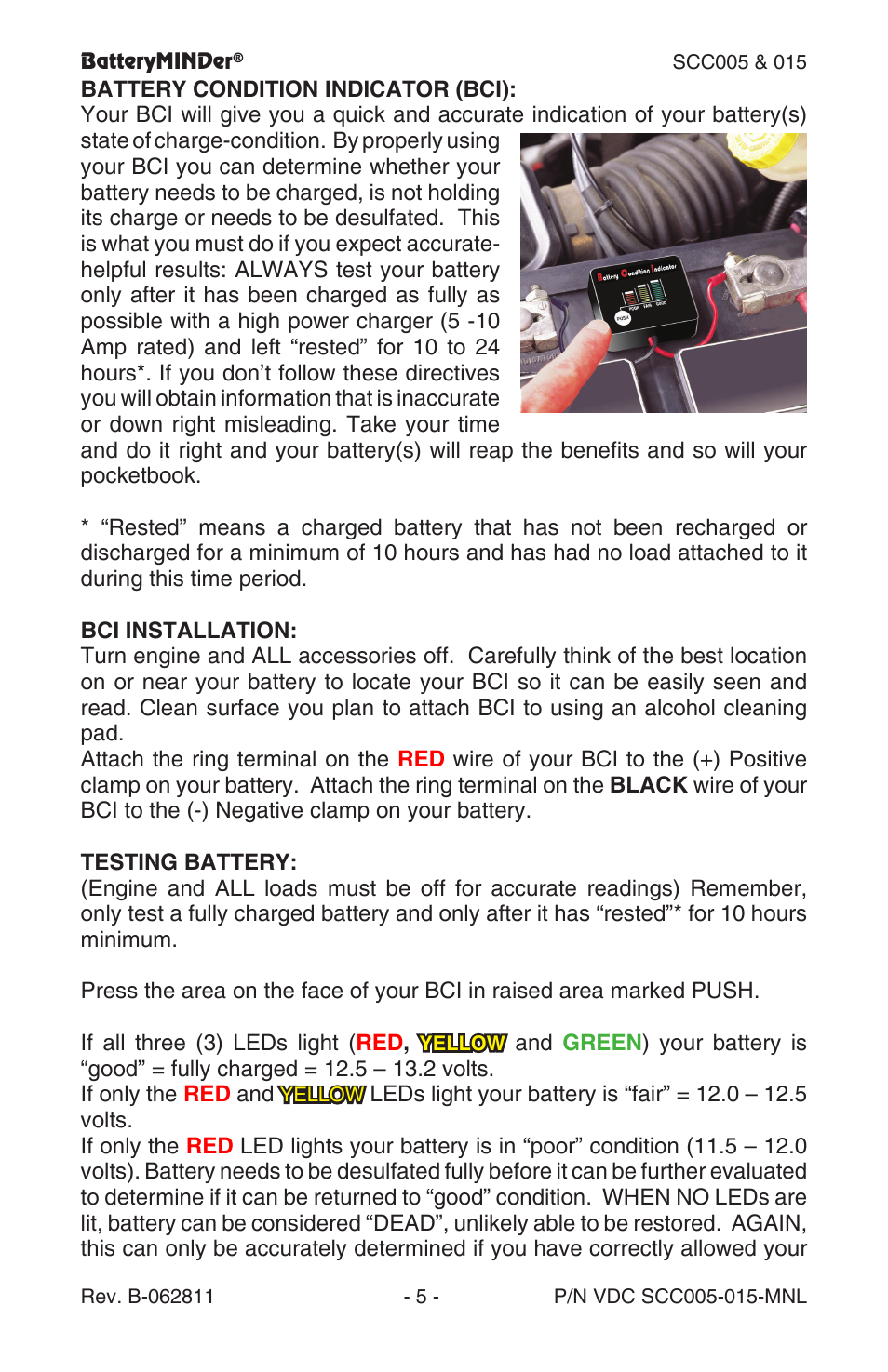 BatteryMINDer SCC015 User Manual | Page 5 / 8