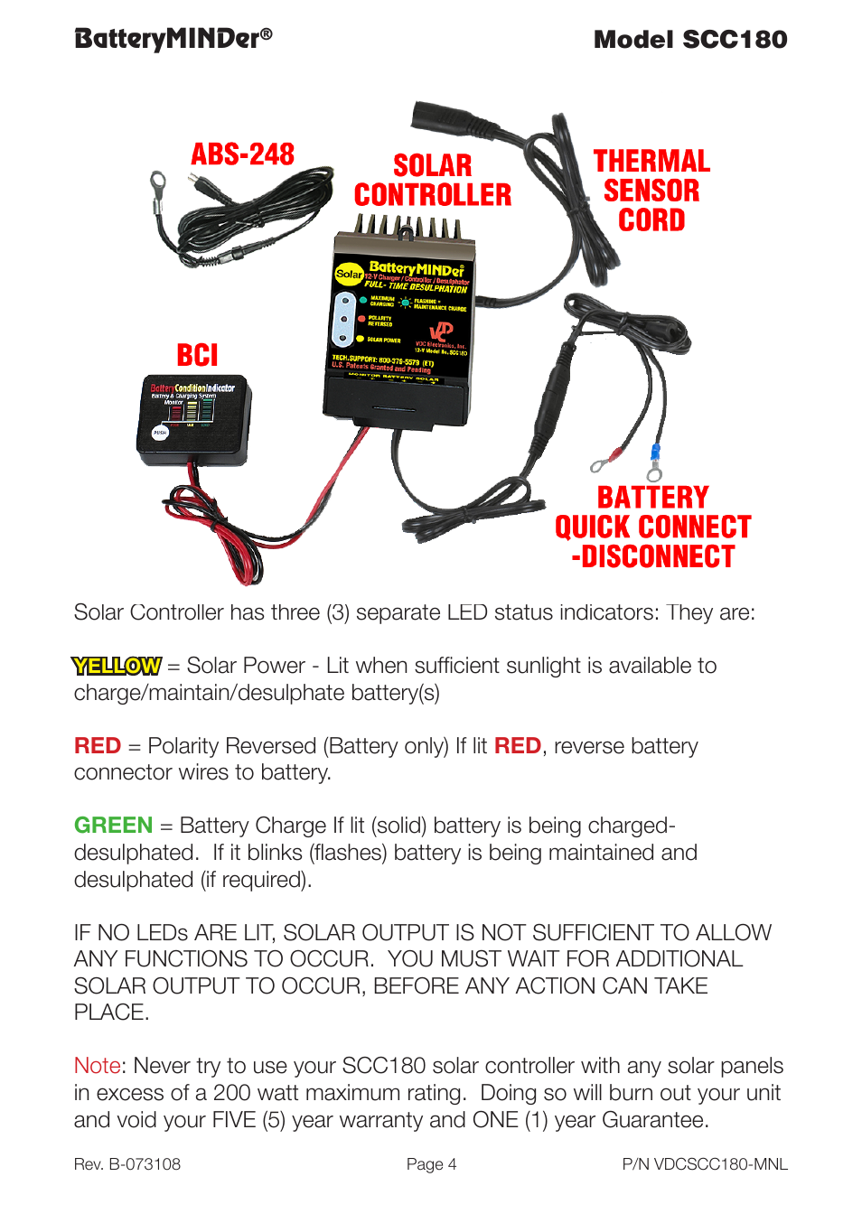 Batteryminder, Model scc180 | BatteryMINDer SCC180 User Manual | Page 4 / 12