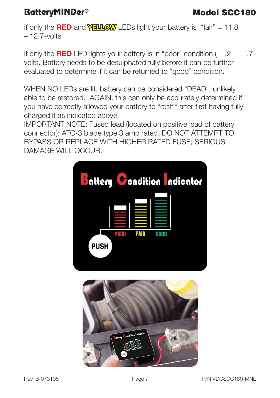 Batteryminder, Model scc180 | BatteryMINDer SCC180 User Manual | Page 7 / 12